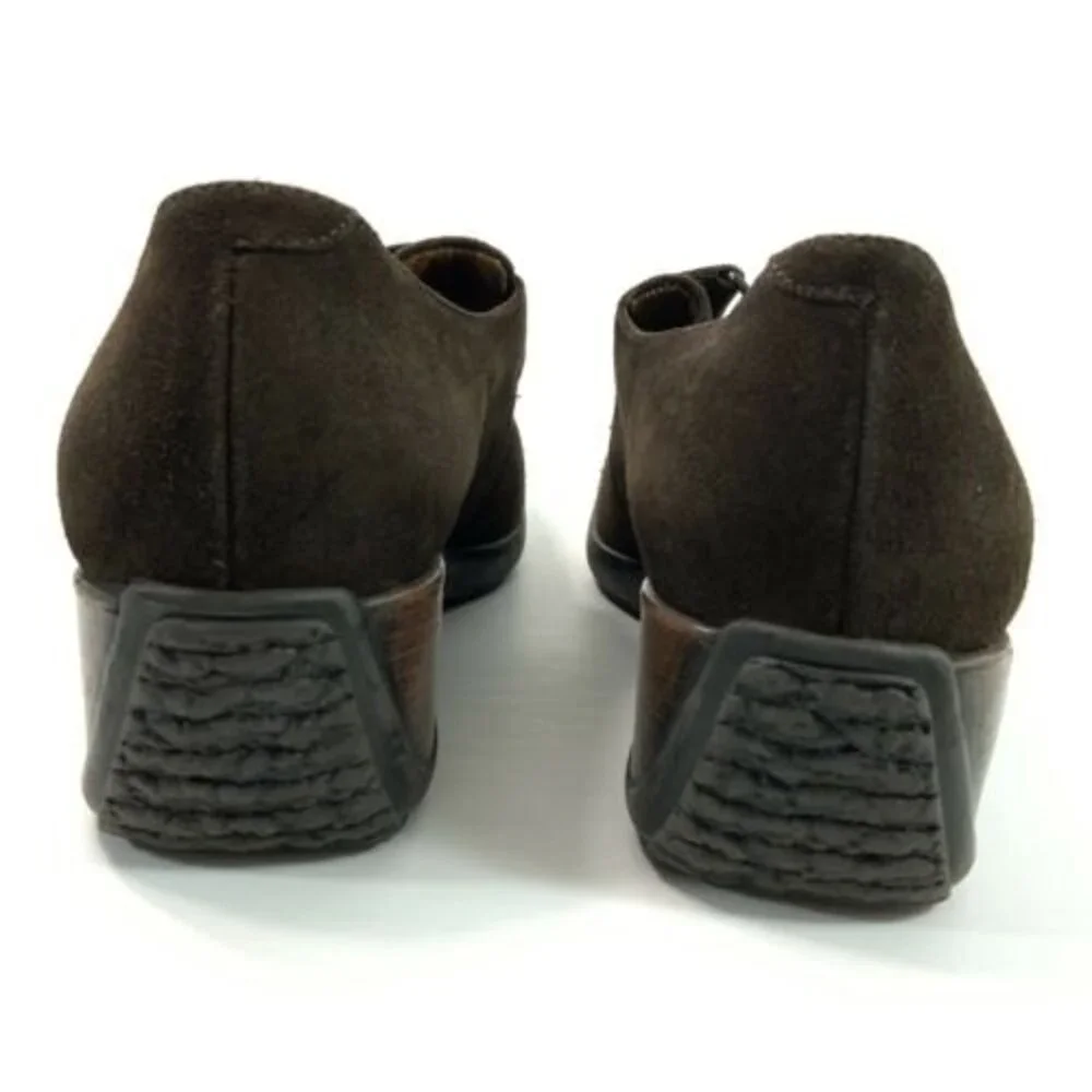 Aquatalia Suede Wedge Loafers Italy Brown 9
